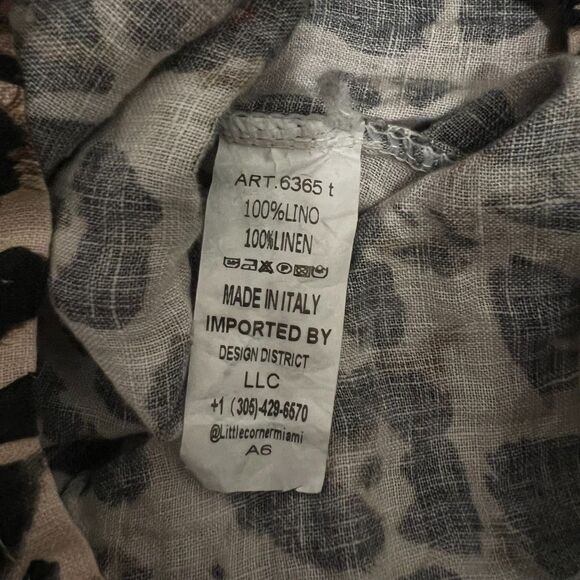 Puro Lino Made in Italy 100% Linen Leopard Print Romper Drawstring waist 19" P2P - Picture 6 of 14